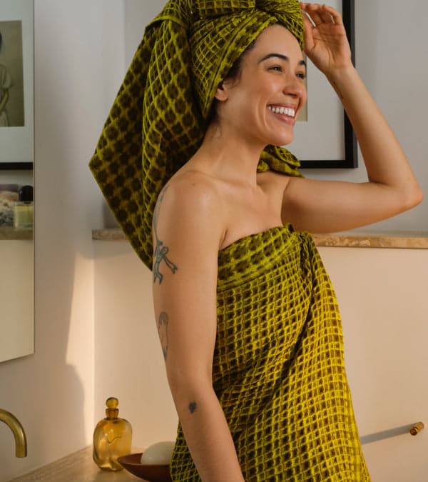 Waffle towels in a bathroom