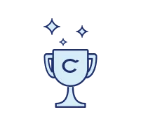 icon of a Trophy with the letter "C" on it for Casper