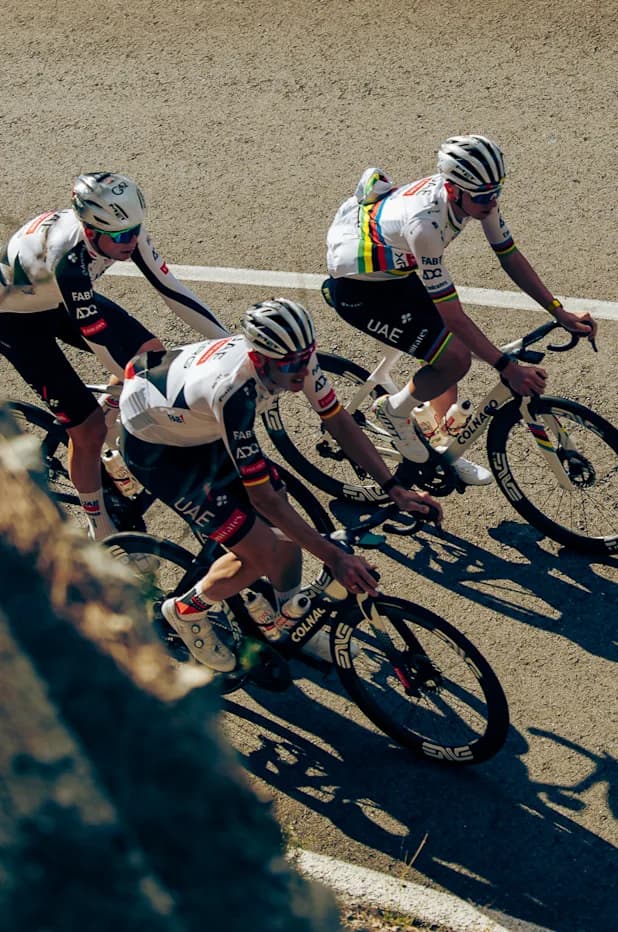 UAE Team Emirates XRG riders in a paceline
