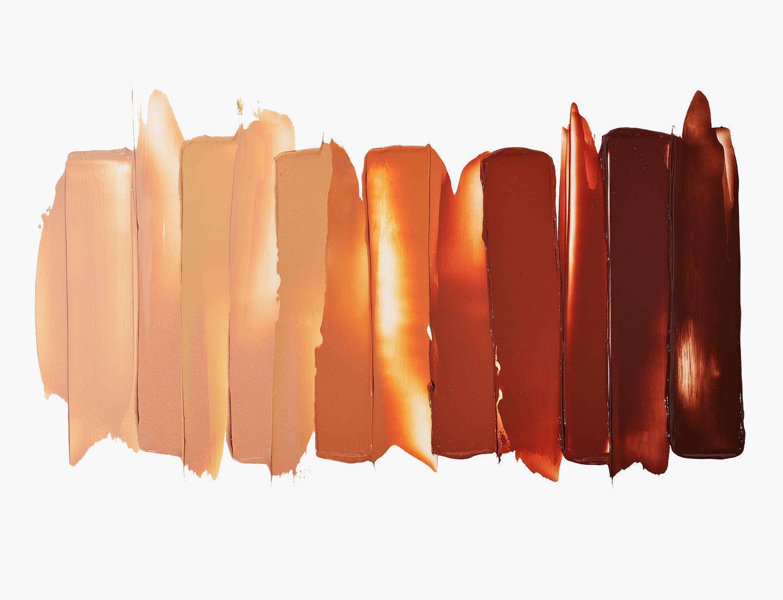 Swatches of all 16 Just Enough Tinted Moisturizer shades