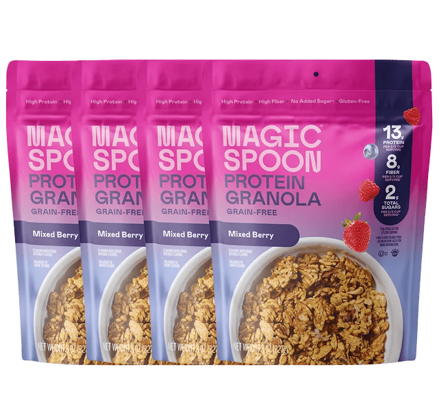 Bags of Magic Spoon Mixed Berry Protein Granola