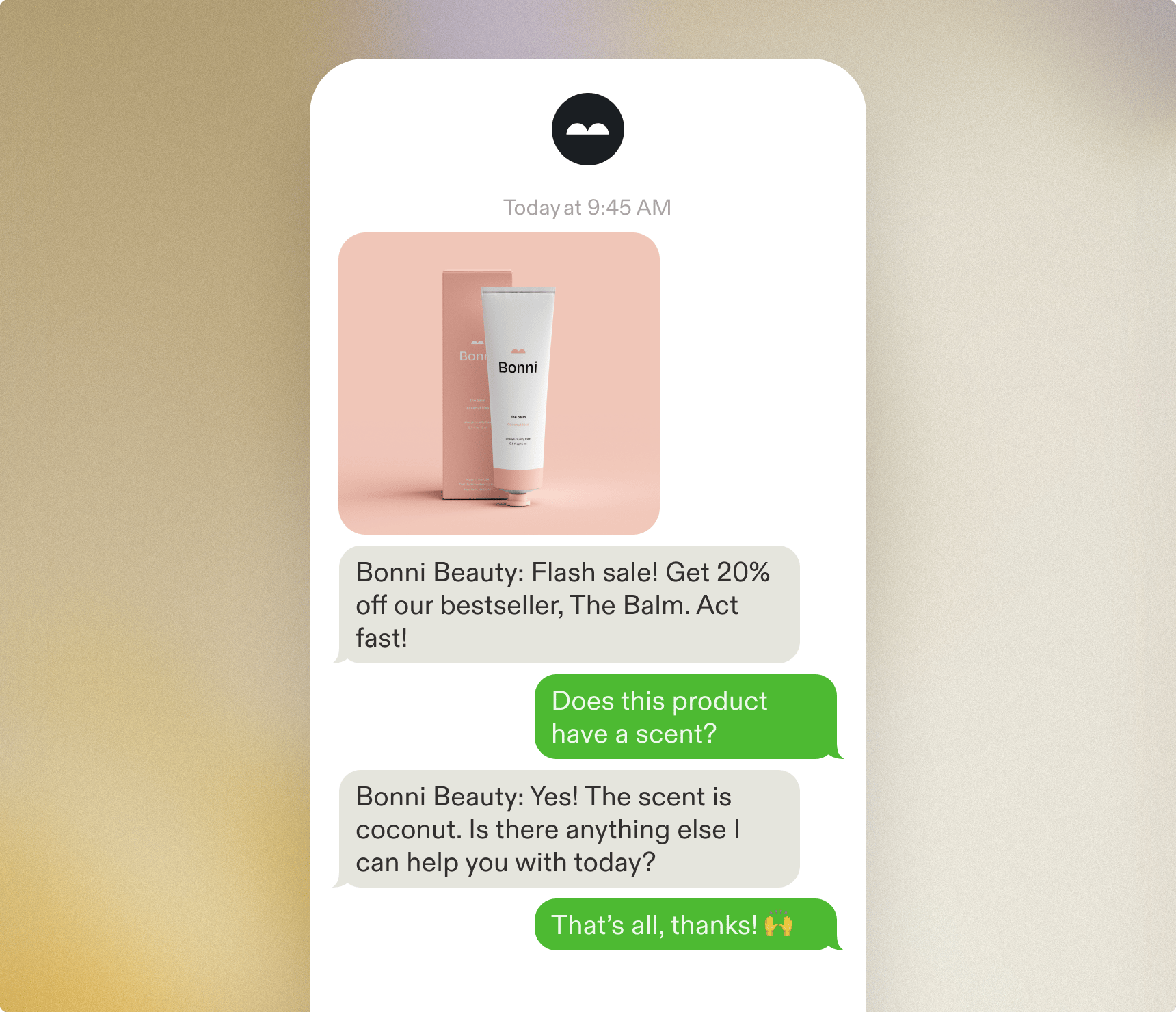 Two-way SMS conversation with a customer