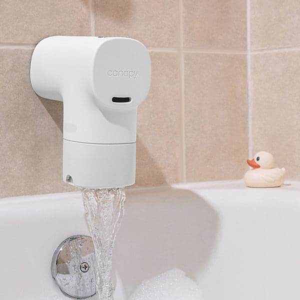 Canopy filtered showerhead in a bathroom