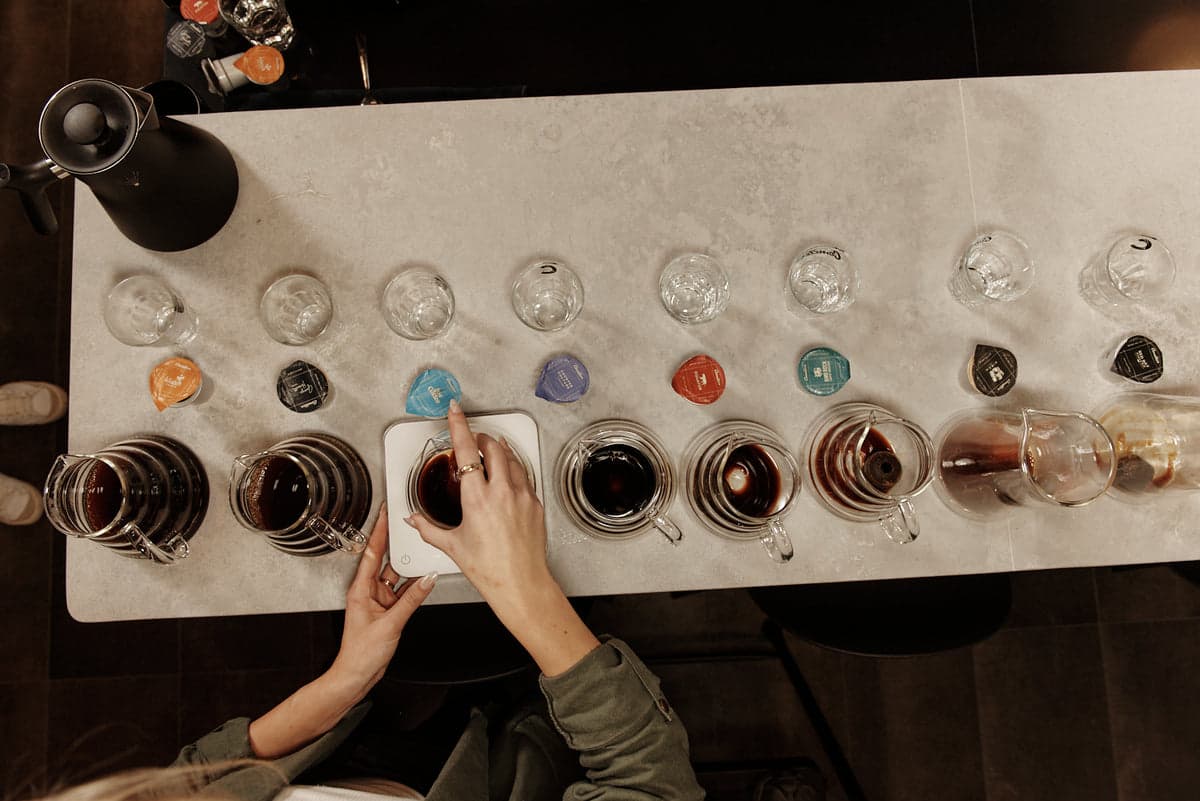 Experimenting in his kitchen