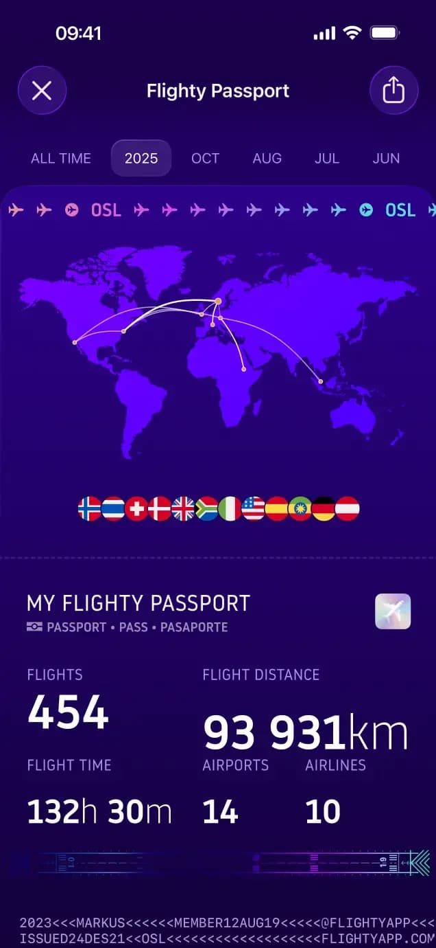 Flighty Passport screen