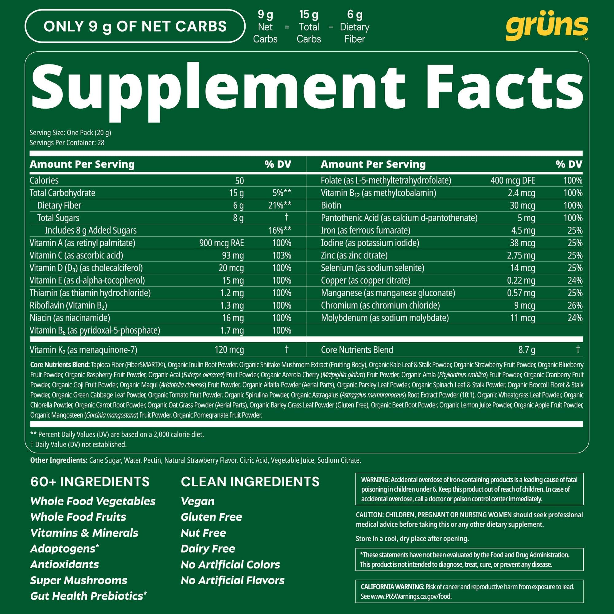 Supplement Facts — Low Sugar