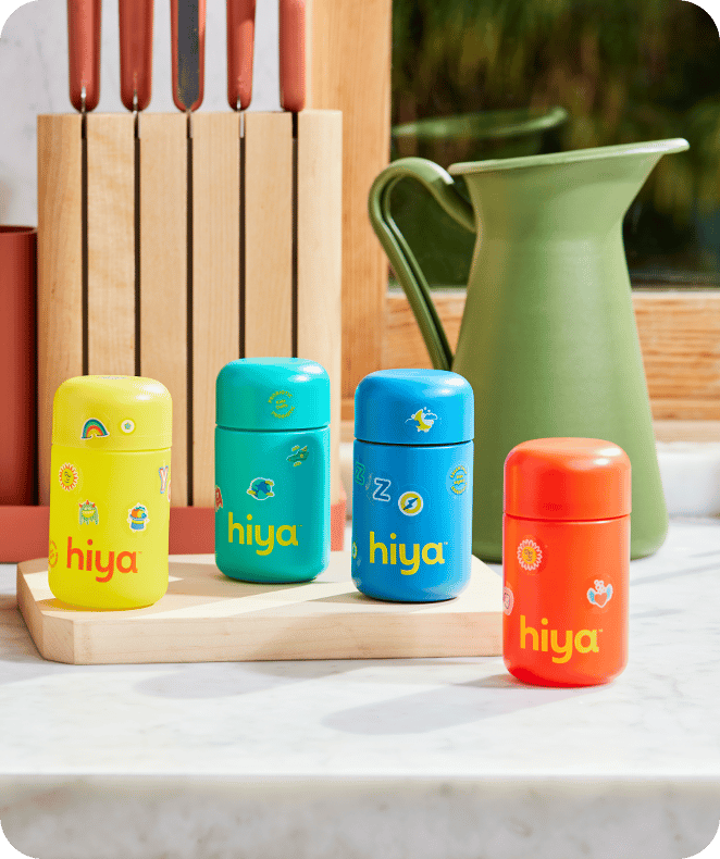 Hiya bottles on a kitchen counter