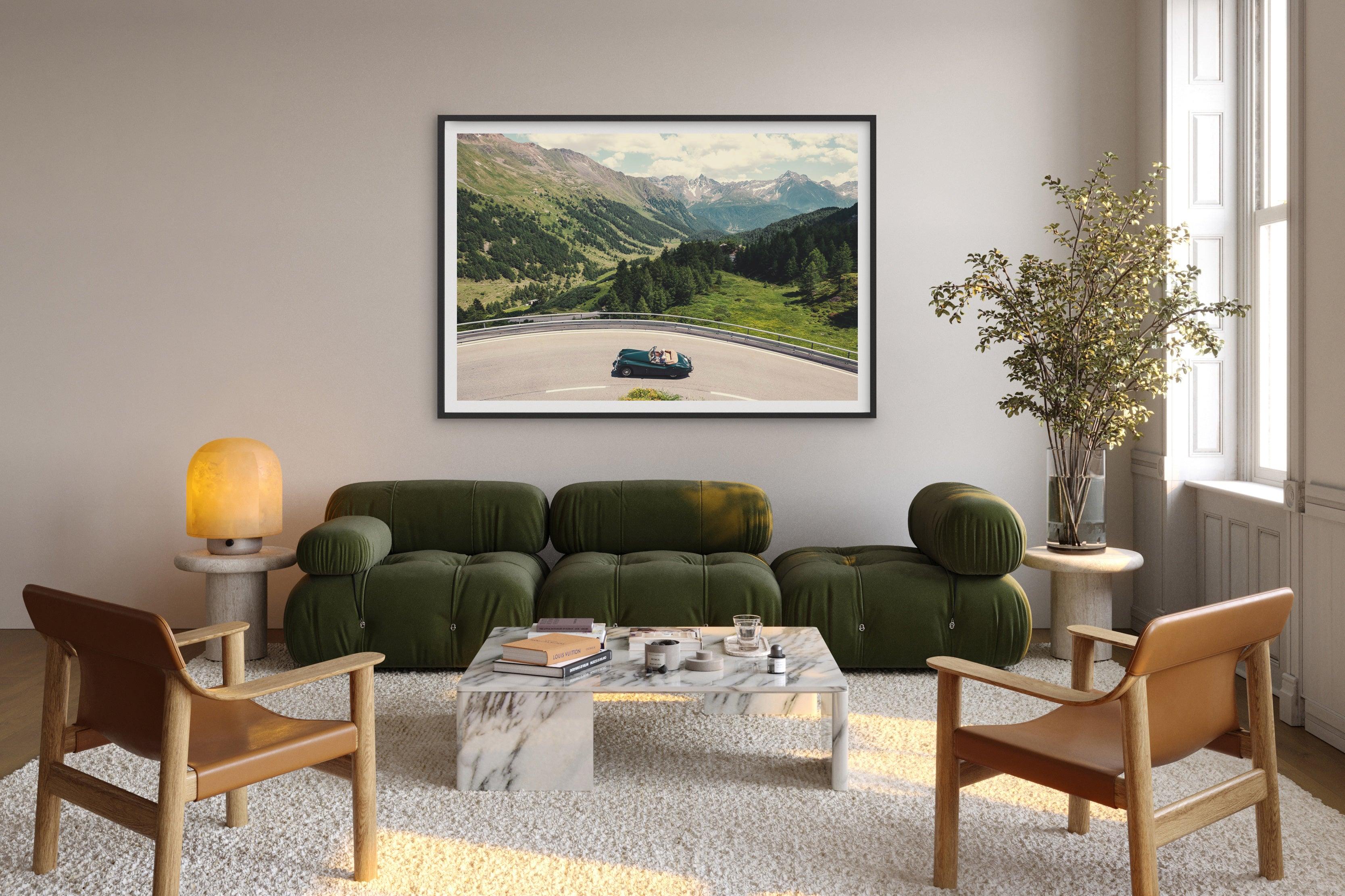 Sunday Drive framed print in a styled living room