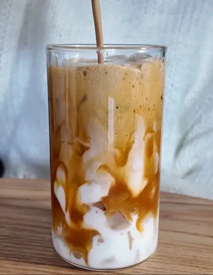 An iced Javvy coffee made at home