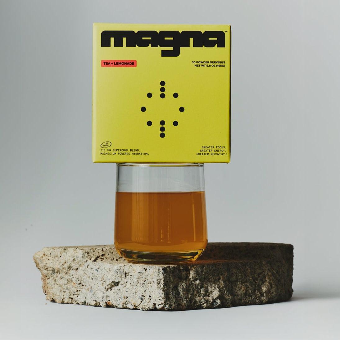 Magna pouch on log slice