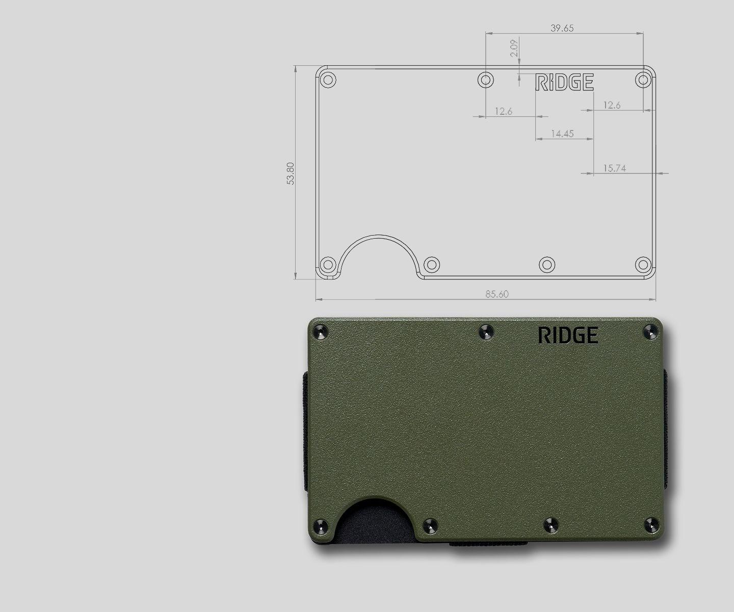 Green wallet with dimensions